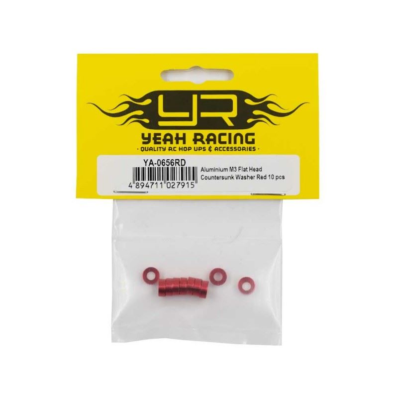 Yeah Racing Aluminum M3 Flat Head Countersunk Washer Red 10 pcs
