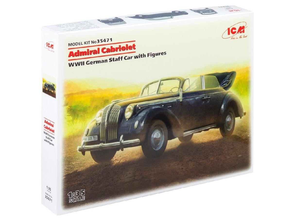 Icm Admiral Cabriolet, Wwii German Staff Car With 4 Figures