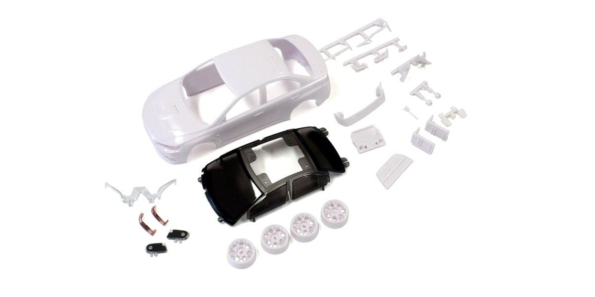 Bodyshell Mitsubishi Lancer Evo-X Mini-Z + 4Wd Rims (White Body)