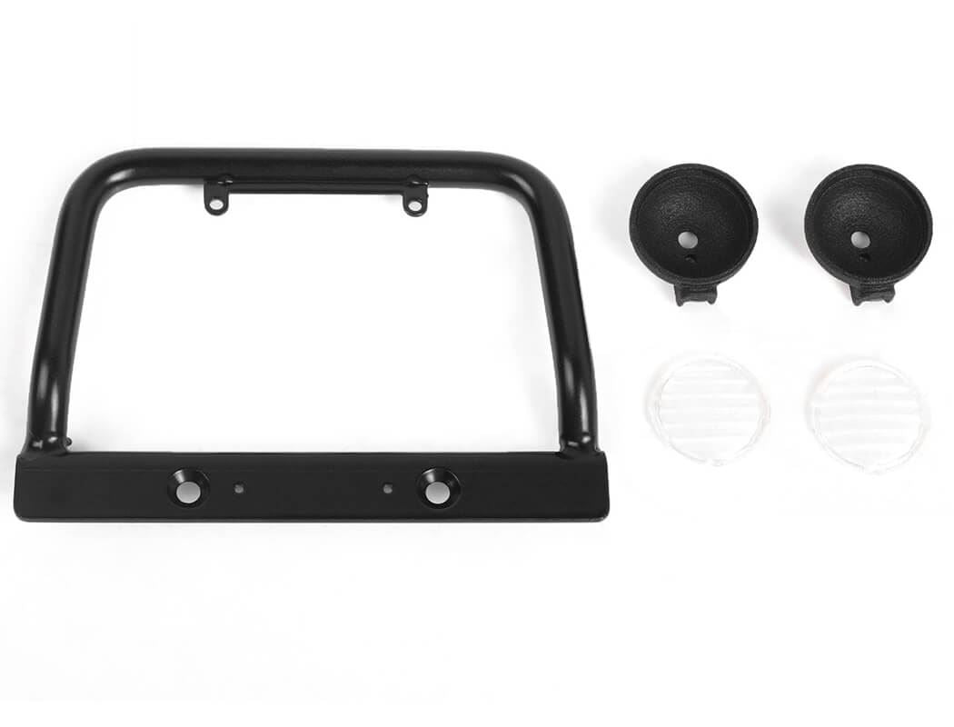 RC4WD STEEL PUSH BAR FRONT BUMPER W/ CLEAR FLOOD LIGHTS FOR RC4WD GELANDE II 2015 LAND ROVER DEFENDE