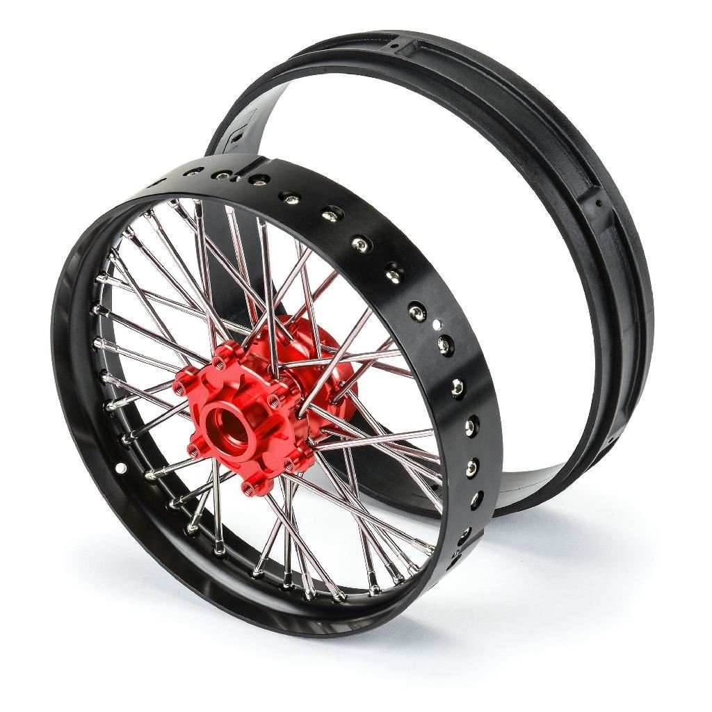 Pro 1/4 Pro-Spec Aluminum V2 Bead Front Wheel Black/Red (1): Pro