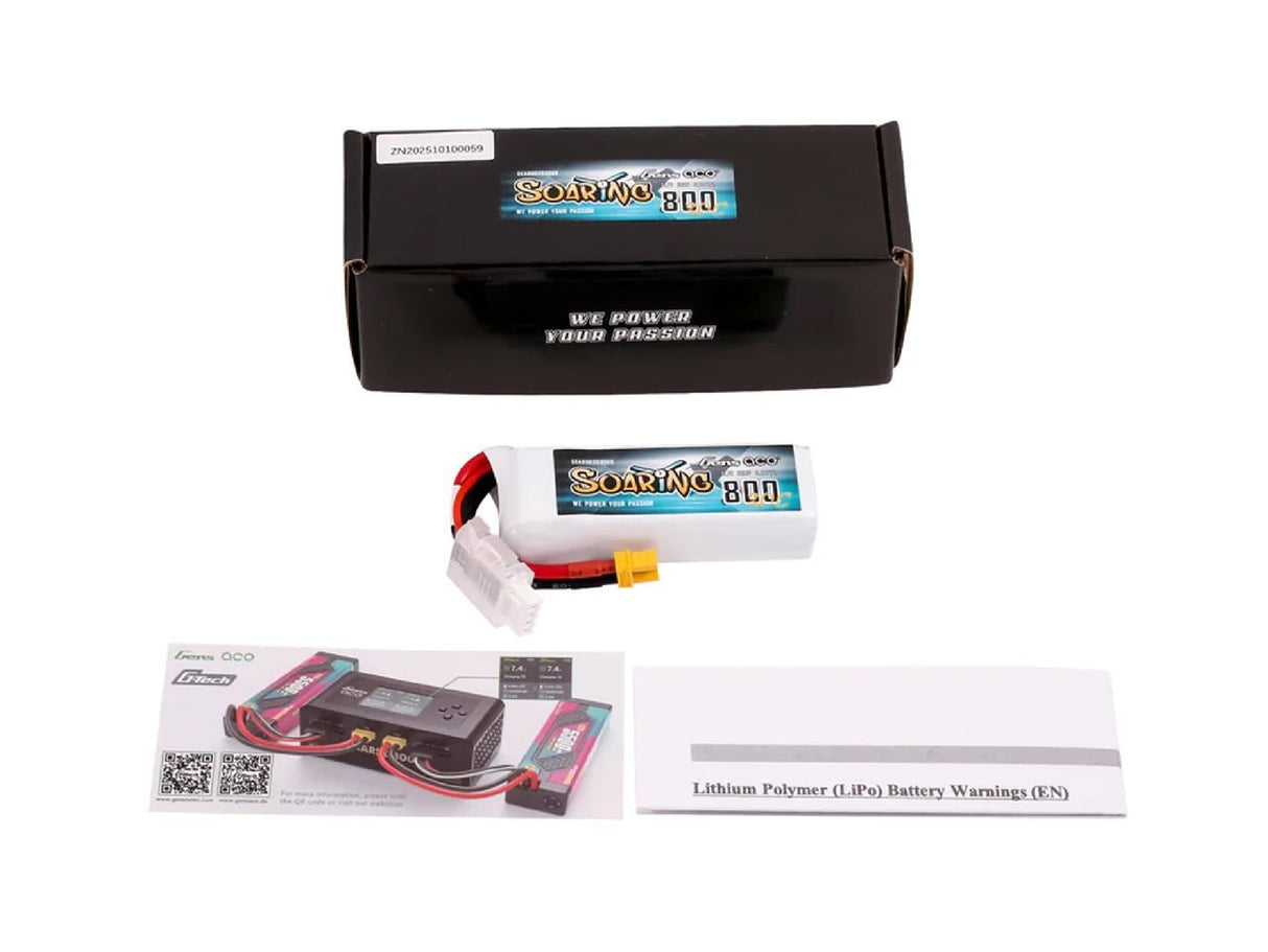 Gens Ace Li-Po 3S 11.1V 800Mah 30C Soaring With Xt30