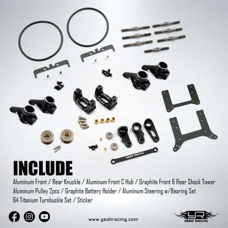 Yeah Racing Aluminum & Carbon Essential Conversion Kit Black For Yokomo 870C Super Dog Fighter Yz10 2023