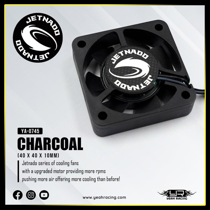 Yeah Racing Jetnado Charcoal 400 Super High Speed Fan (40 X 40 X 10Mm)
