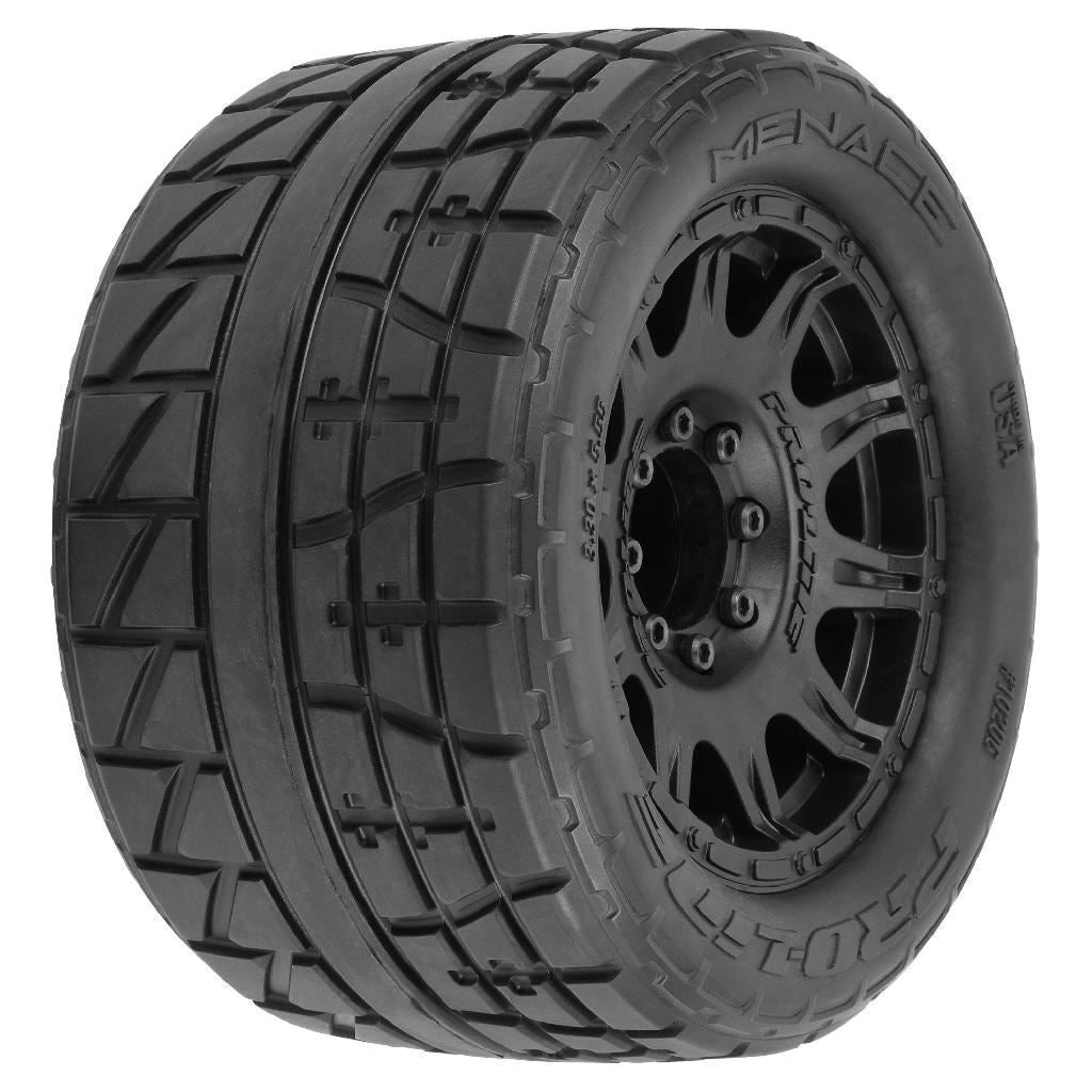 Proline 1/8 Menace Hp Belted Fr/Rr 3.8In Mt Tires Mounted 17mm Black