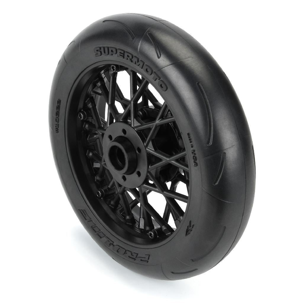 Proline 1/4 Supermoto S3 Motorcycle Front Tire Mtd Black (1): Promot