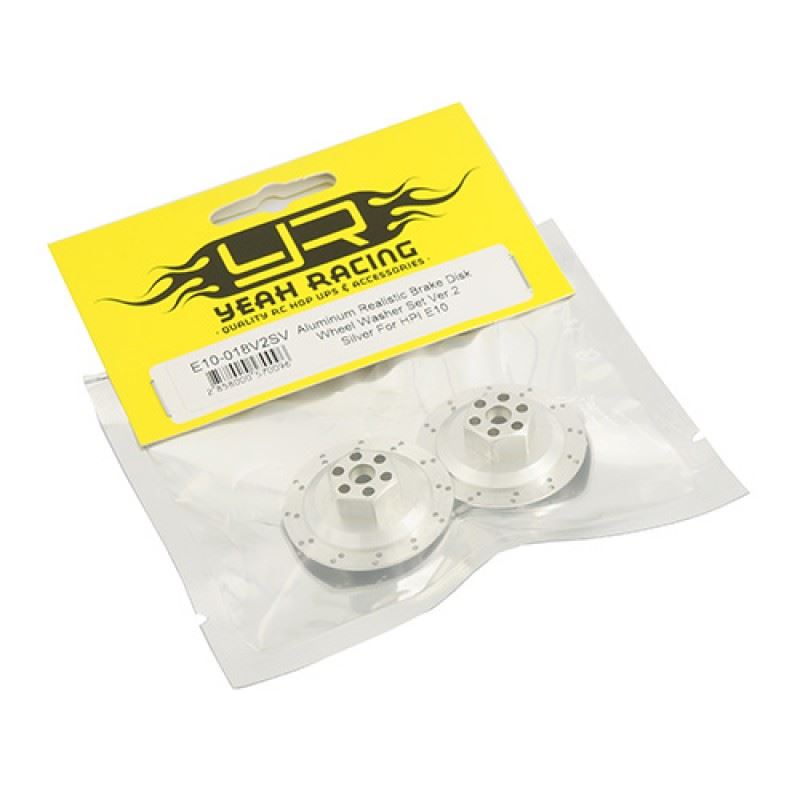 Yeah Racing Aluminum Realistic Brake Disk Wheel Washer Set Ver.2 Silver For HPI E10