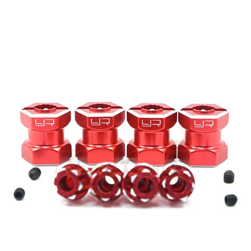 Yeah Racing Aluminum Hex Adaptor 15mm Offset For 12mm Hex Wheels Red 4pcs