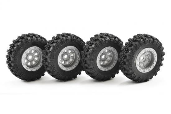 FTX OUTBACK MINI SWAMPER TIRE & WHEEL SET - GREY (4PC)