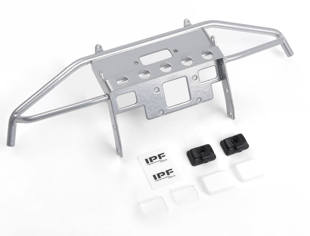 RC4WD GUARDIAN STEEL FRONT WINCH BUMPER W/IPF LIGHTS FOR AXIAL 1/10 SCX10 II UMG10 (SILVER)
