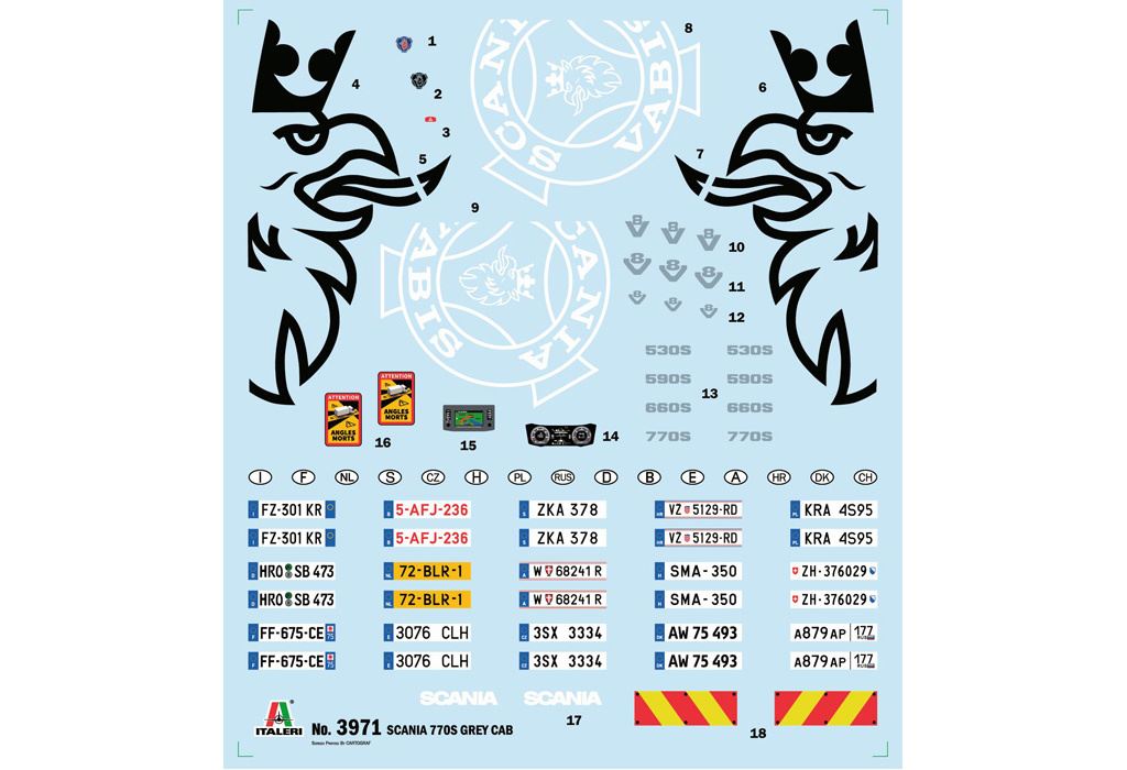 Italeri Scania S770 4X2 Normal Roof Ingrey Cabin