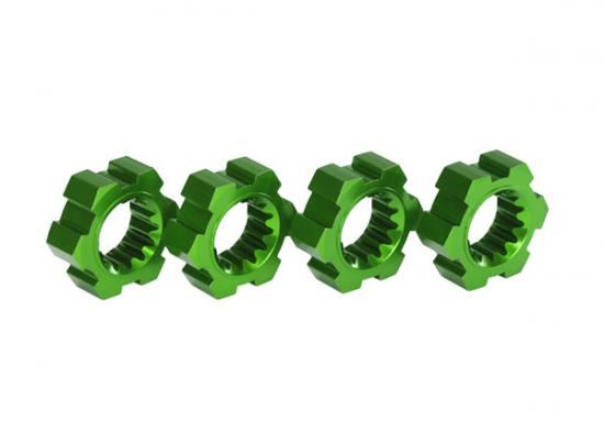 TRAXXAS Wheel hubs, hex, aluminum (green-anodized) (4)