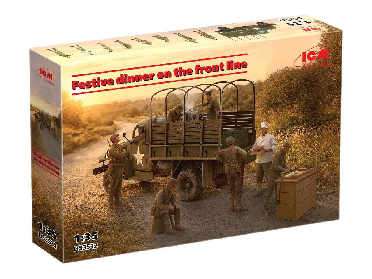 Icm Festive Dinner On The Front Line (U.S. Wwii G7117 Kitchen Truck, Figures & Accessories)