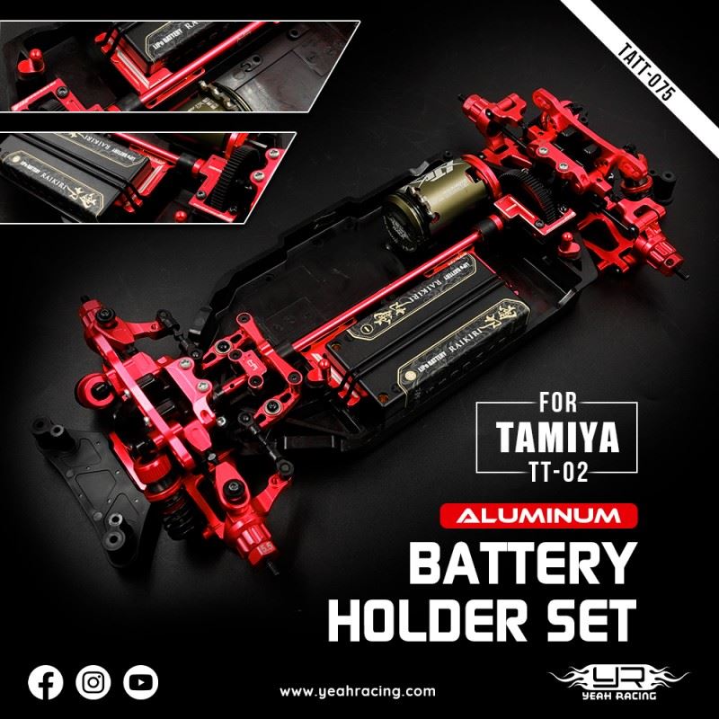 Yeah Racing Aluminum Short Battery Holder Set For Tamiya Tt02 Series