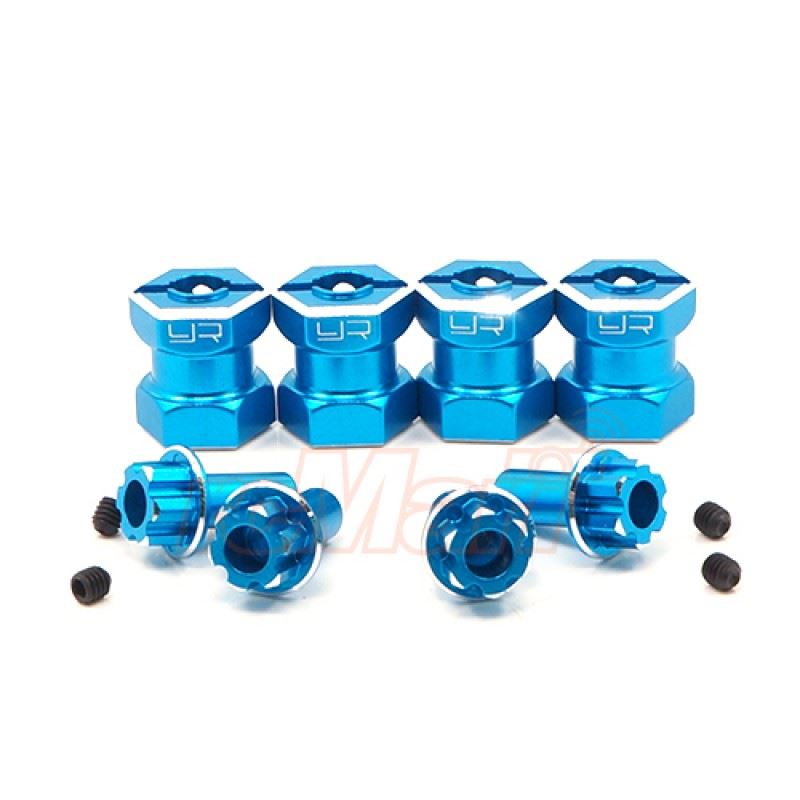 Yeah Racing Aluminum Hex Adaptor 15mm Offset For 12mm Hex Wheels Blue 4pcs