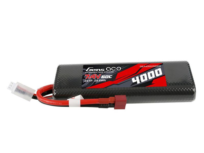 Gens Ace Li-Po Car Hard Case 2S 7.4V 4000mAh 60C Bashing with T-Type