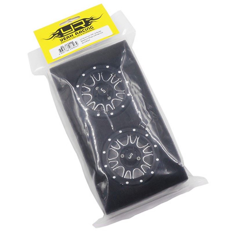 Yeah Racing 2.2 Aluminum CNC 12 Spoke Beadlock Wheel w/Wheel Hub 2pcs Black