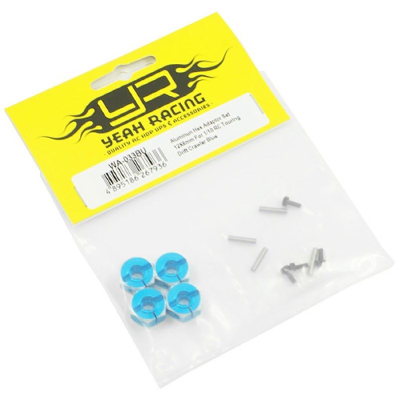 Yeah Racing Aluminum Hex Adaptor Set 12x6mm For 1/10 RC Touring Drift Crawler Blue