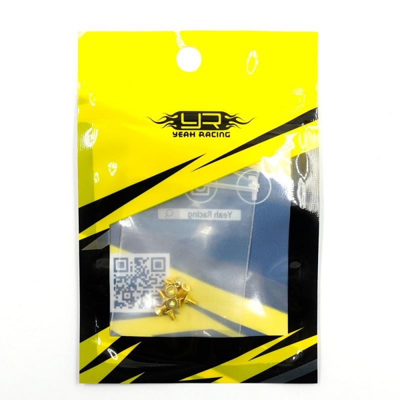 Yeah Racing Stainless Steel Gold Coated Hex Socket Flat Head Machine Screw (M2X4Mm) 10Pcs