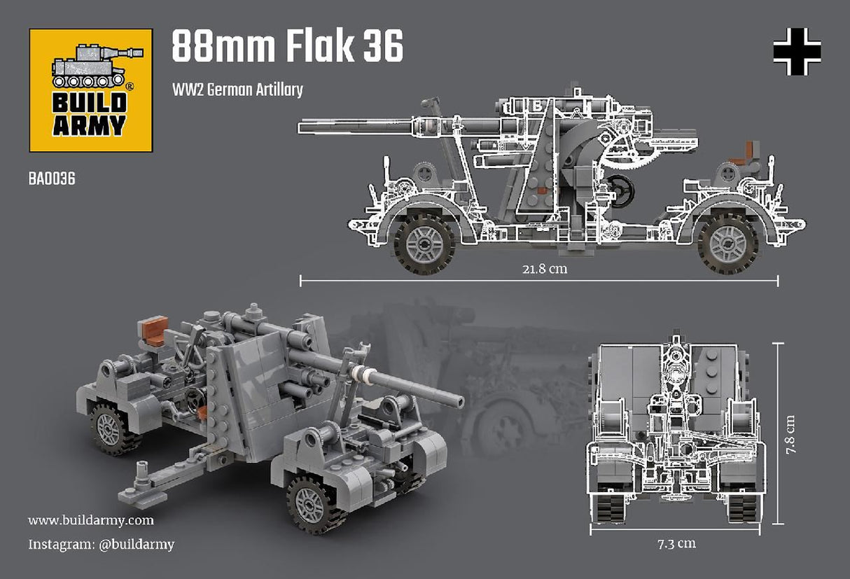 Build Army 88Mm Flak 36 Artillery
