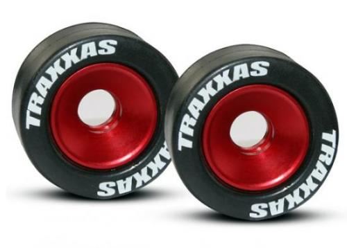 TRAXXAS Wheels, (red-anodised alumin) 5x8mm BB, axles, rubber tires