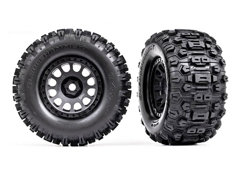Traxxas XRT Race Black Wheels Mounted on Sledgehammer Tyres (2)