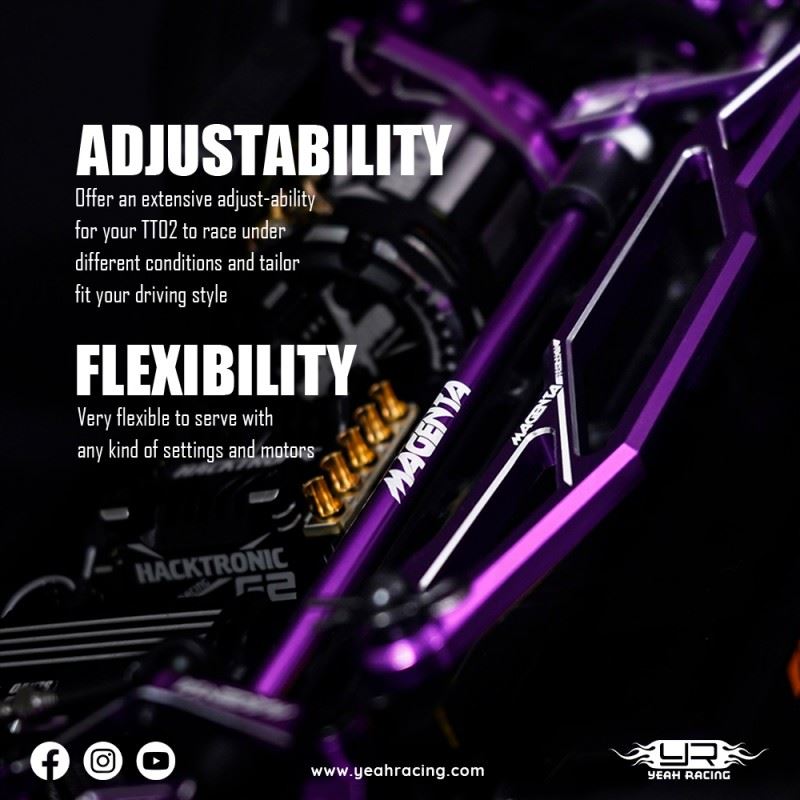 Yeah Racing Magenta Aluminum Conversion Kit For Tamiya Tt02 Purple