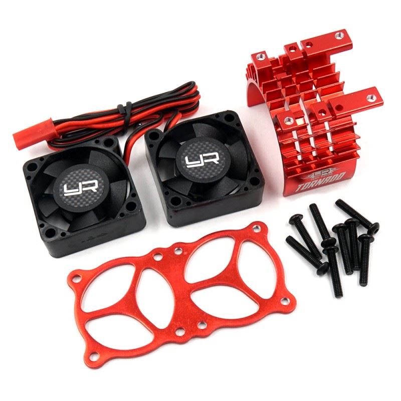 Yeah Racing Aluminium 540 550 Motor Heat Sink w/Twin Tornado High Speed Fan Red