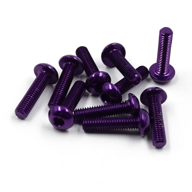 Yeah Racing Aluminum 7075 3X12Mm Hex Socket Button Head Screws 10Pcs Purple