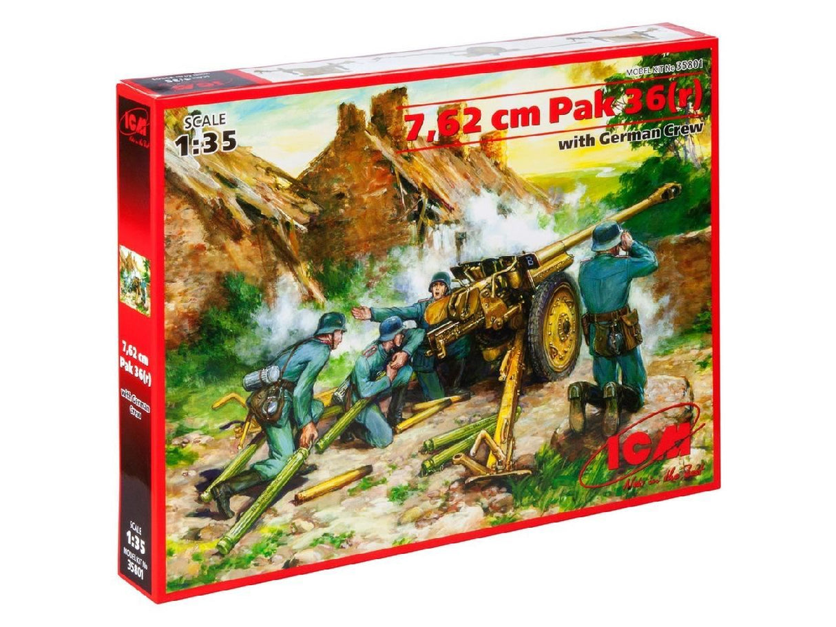 Icm 7,62 Cm Pak 36(R) With 4 German Crew Figures