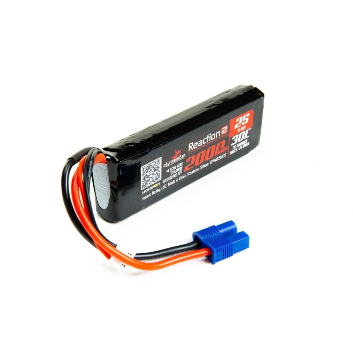 Dynamite 7.4V 2000mAh 2S 30C LiPo - Long: EC3 Minis - TWH