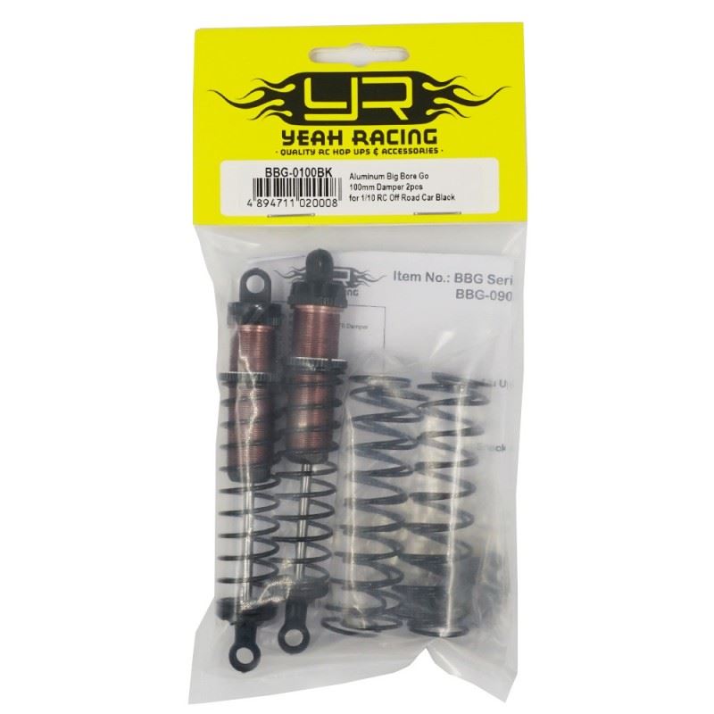Yeah Racing Aluminum Big Bore Go 100mm Damper 2pcs for 1/10 RC Off Road Car Black
