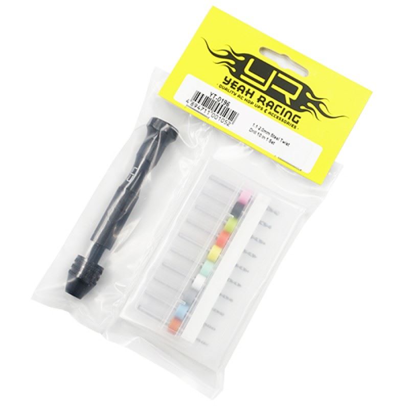 Yeah Racing 1.1-2.0mm Steel Twist Drill 10 in 1 Set w/ Aluminum Handle
