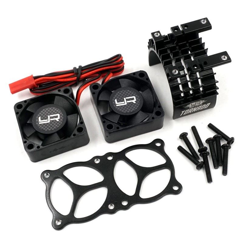 Yeah Racing Aluminium 540 550 Motor Heat Sink w/ Twin Tornado High Speed Fan Black
