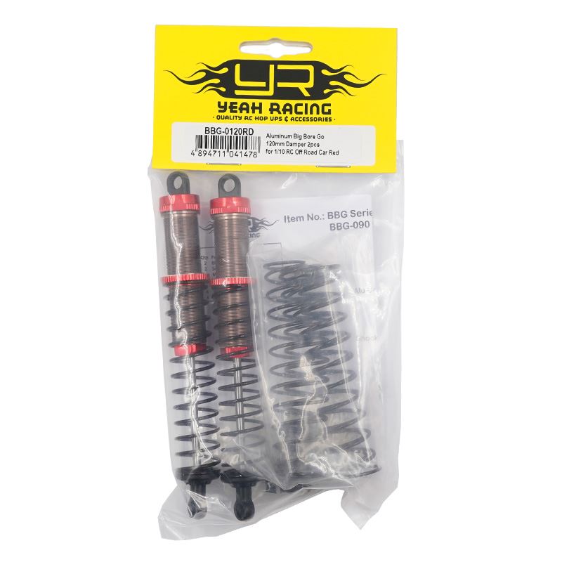 Yeah Racing Aluminum Big Bore Go 120mm Damper 2pcs for 1/10 RC Off Road Car Red