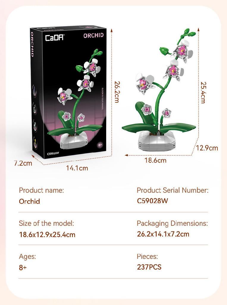 Cada Orchid Building Block Planter - 237 Pcs