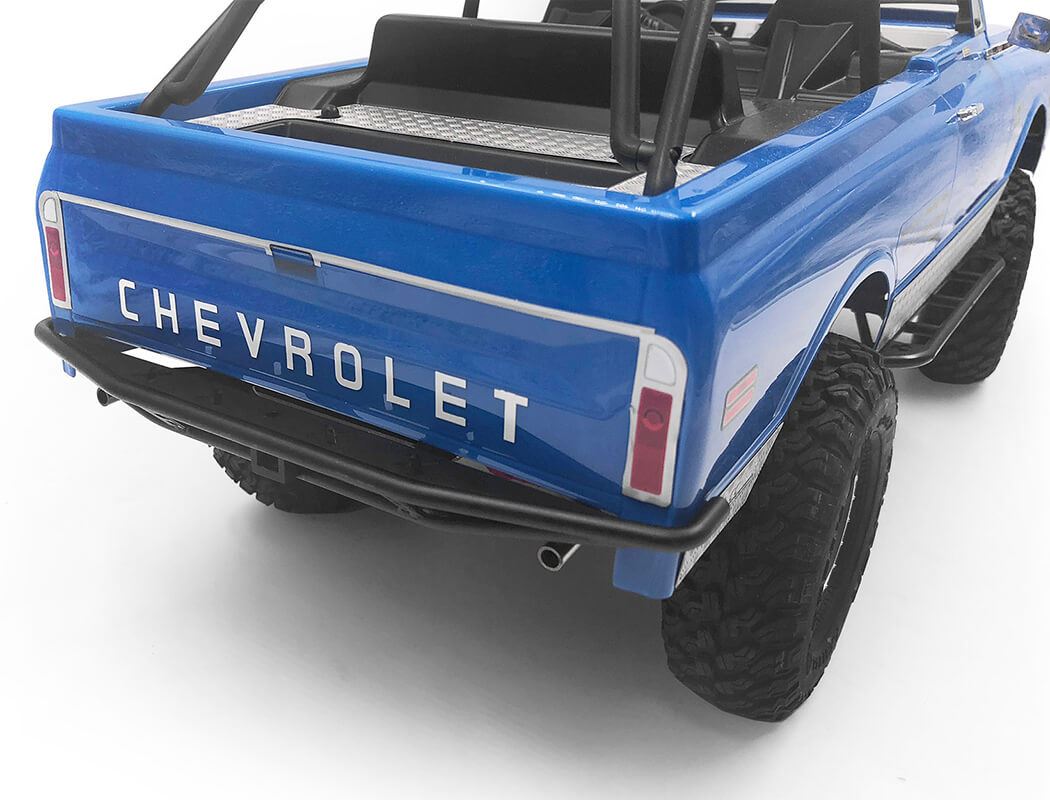 RC4WD ROUGH STUFF METAL REAR BUMPER W/EXHAUST TIPS FOR AXIAL SCX10 II 1969 CHEVROLET BLAZER (BLACK)