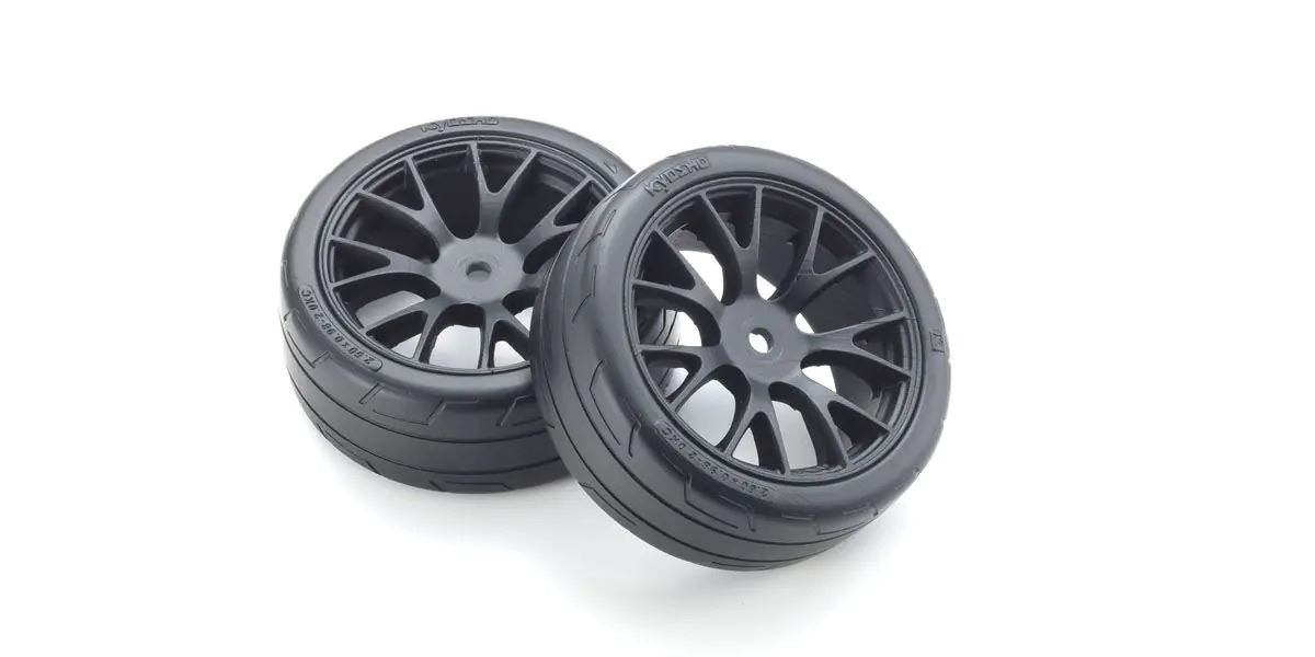 Kyosho 1:10 Fazer Fz02 Pre-Glued Touring Black Rims Medium Tyres (2)