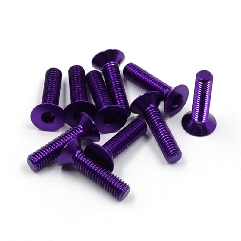 Yeah Racing Aluminum 7075 3X12Mm Hex Socket Flat Head Screws 10Pcs Purple