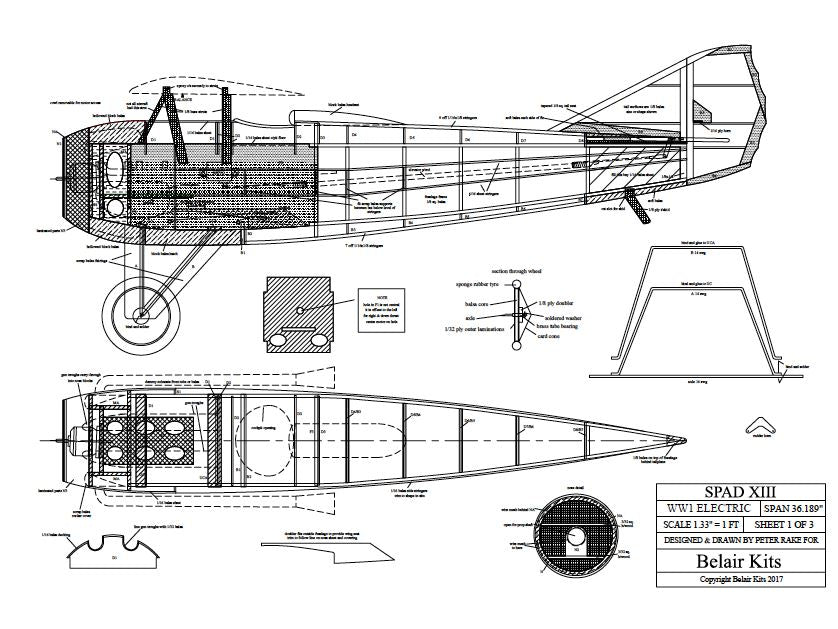 BAIR Spad 13 - 36in electric scale kit