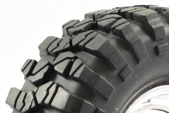 FTX OUTBACK PRE-MOUNTED STEEL LOOK LUG/TYRE (2) - CHROME