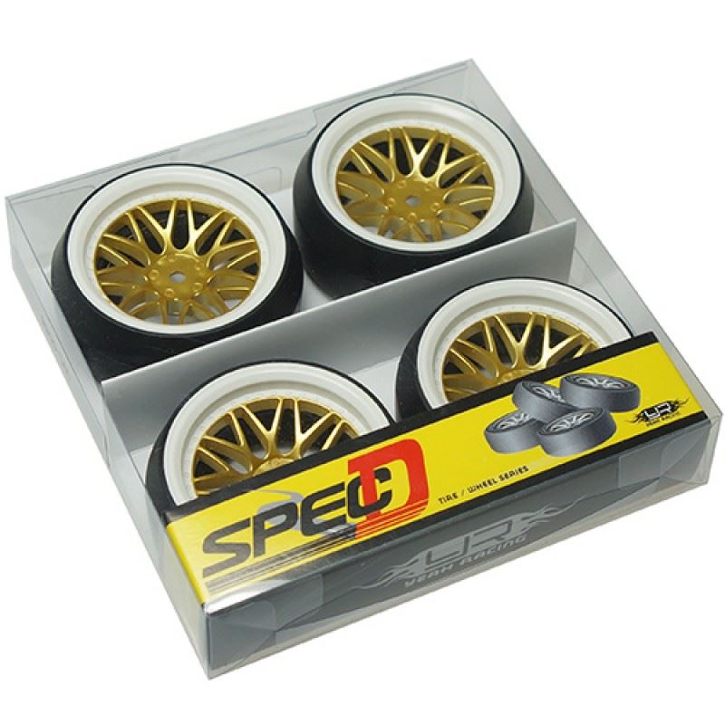 Yeah Racing Spec D LS Wheel Offset +6 White Gold w/Tire 4pcs For 1/10 Drift