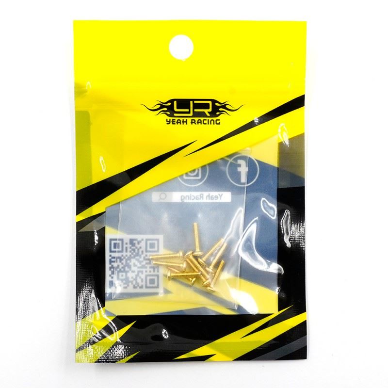 Yeah Racing Stainless Steel Gold Coated Hex Socket Button Head Machine Screw (M2X10Mm) 10Pcs