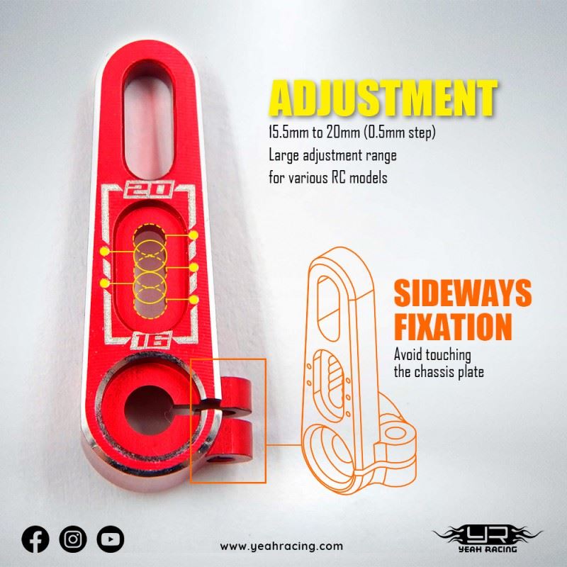 Yeah Racing 25T Aluminium 7075 Adjustable Servo Horn 15.5Mm To 20Mm (0.5Mm Step)