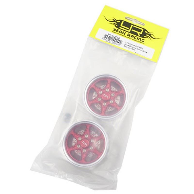 Yeah Racing 1.9 Aluminum CNC BXC 6 Spoke Beadlock Wheel w/ Brake Rotor 2pcs Red