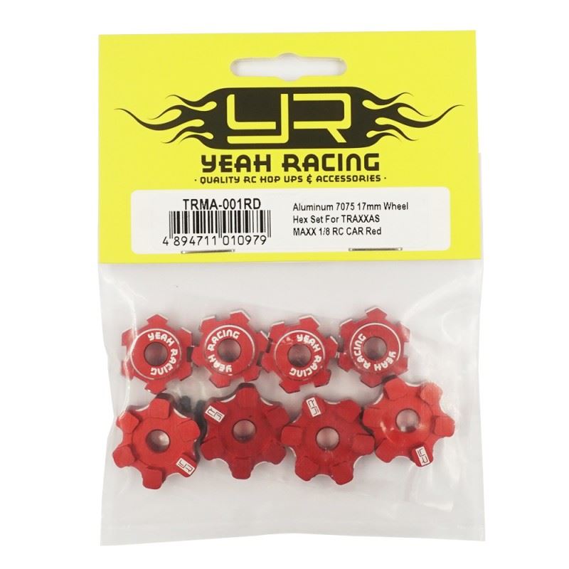 Yeah Racing Aluminum 7075 17mm Wheel Hex Set For TRAXXAS MAXX 1/8 RC CAR Red