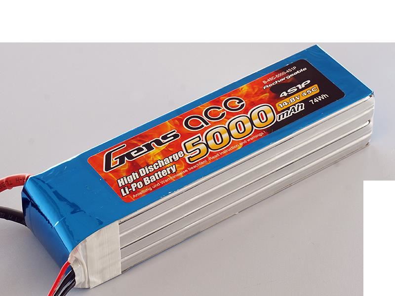 Gens Ace Li-Po 4S 14.8V 5000mAh 45C with EC5
