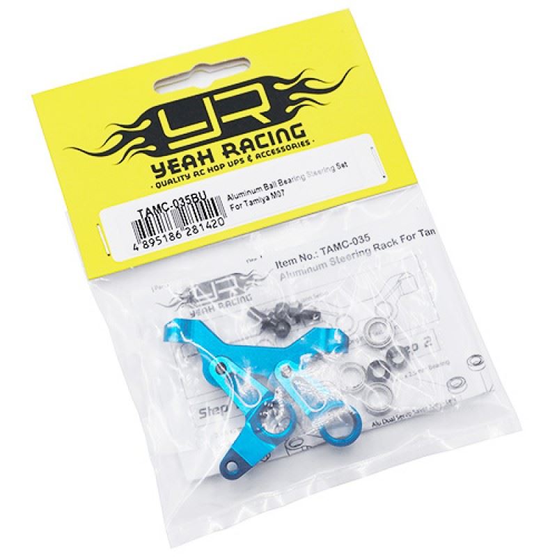 Yeah Racing Aluminum Ball Bearing Steering Set Blue For Tamiya M07
