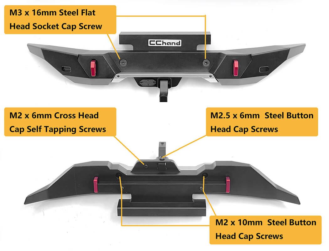 RC4WD ROOK METAL REAR BUMPER WITH HITCH BAR FOR TRAXXAS TRX-4 2021 BRONCO