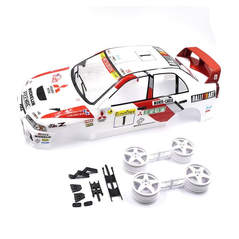 Yeah Racing 1/10 Mitubishi Lancer Evo Iv Rally Catalunya 1997 #1 Pre-Painted Pre-Cut Body W/Rims Set